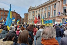 Manifestacion per la patz en Ucraïna. Tolosa, lo 6 de març de 2022