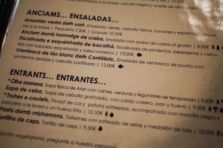 Eth torisme e era lengua (V): er occitan enes cartes des restaurants