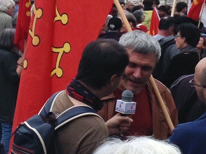 Nicolau Rei Bèthvéder, novèl president del CRÈO Miègjorn-Pirenèus, a la manifestacion de Montpelhièr