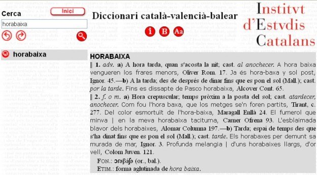 Version en linha del "Diccionari català-valencià-balear"