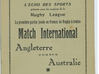 Lo 31 de decembre de 1933, a l’estadi Pershing a París: un Austràlia-Anglatèrra foguèt la primièra partida oficiala de XIII sul continent