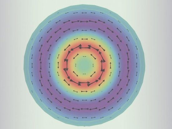 Lo nuclèu empenh vèrs defòra e la region que i a l’entorn d’aqueste empenh vèrs dedins. Ambedoas pressions crèan un equilibri que permet l’existéncia de l’estructura del proton