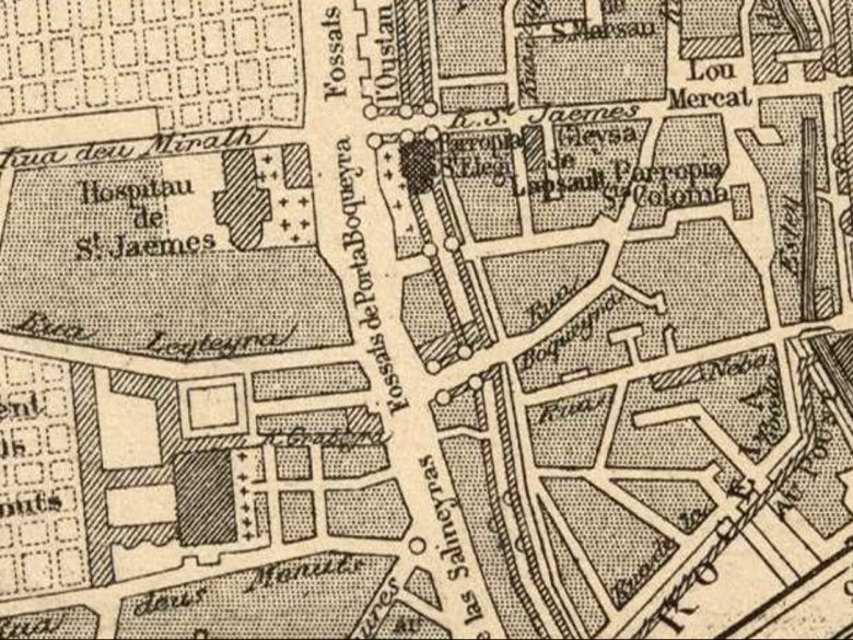 Lo celèbre artista Léo Drouyn (1816-1896), dessenaire, pintre e sustot gravaire, balha, dens un magnific plan deu Bordèu en 1450, ua representacion precisa de la vila a la fin de l’Edat mejana