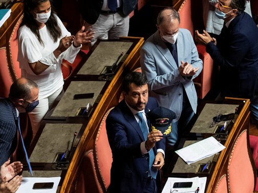 Intervencion de Salvini al Senat italian