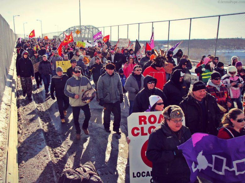 Lo movement Idle No More a la frontièra entre Canadà e los Estats Units