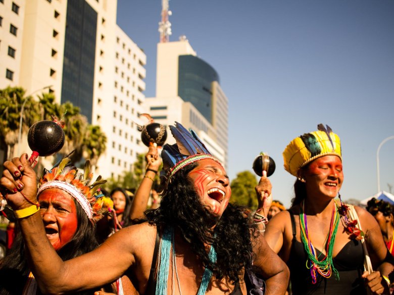 Manifestacion de femnas diluns passat, 5 de setembre, a l’ocasion del jorn internacional d’Amazonia e de las femnas indigènas