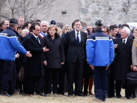 Hollande, Merkel, Rajoy e Mas sus l'endrech de l'accident